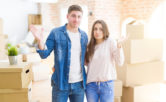 young couple moving to a new house confused